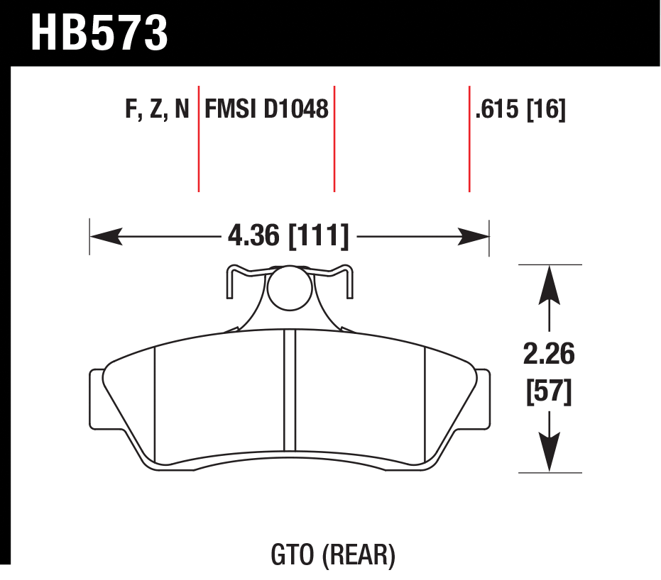 Тормозные колодки HAWK HB573F.615