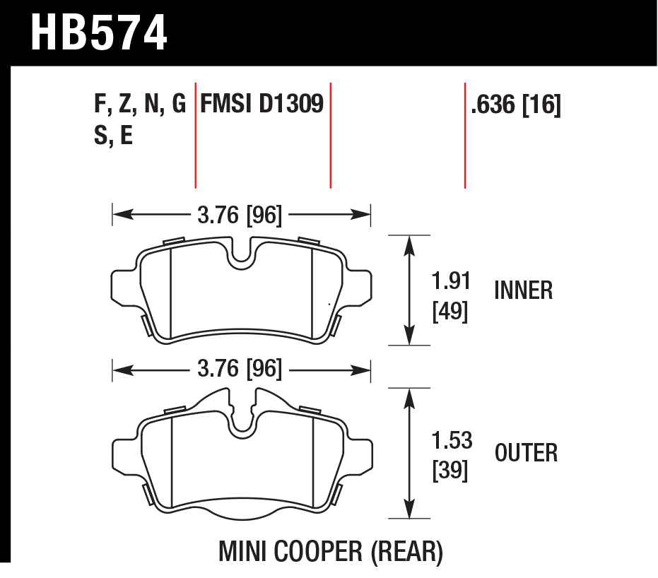 Тормозные колодки HAWK HB574G.636