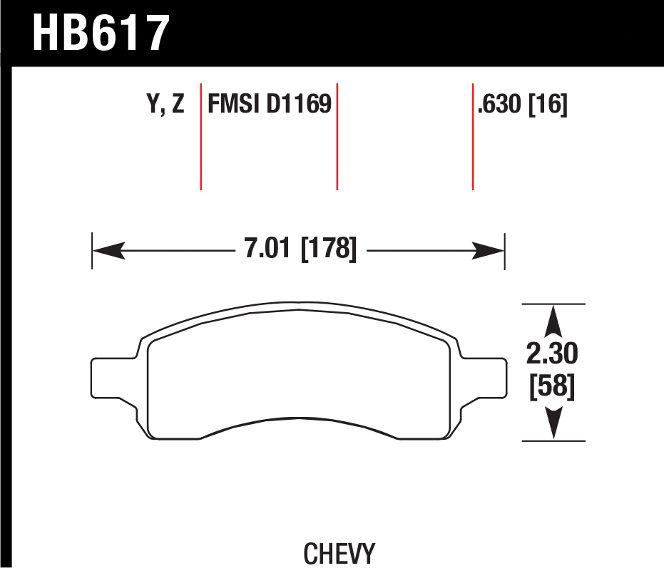 Тормозные колодки HAWK HB617Z.630