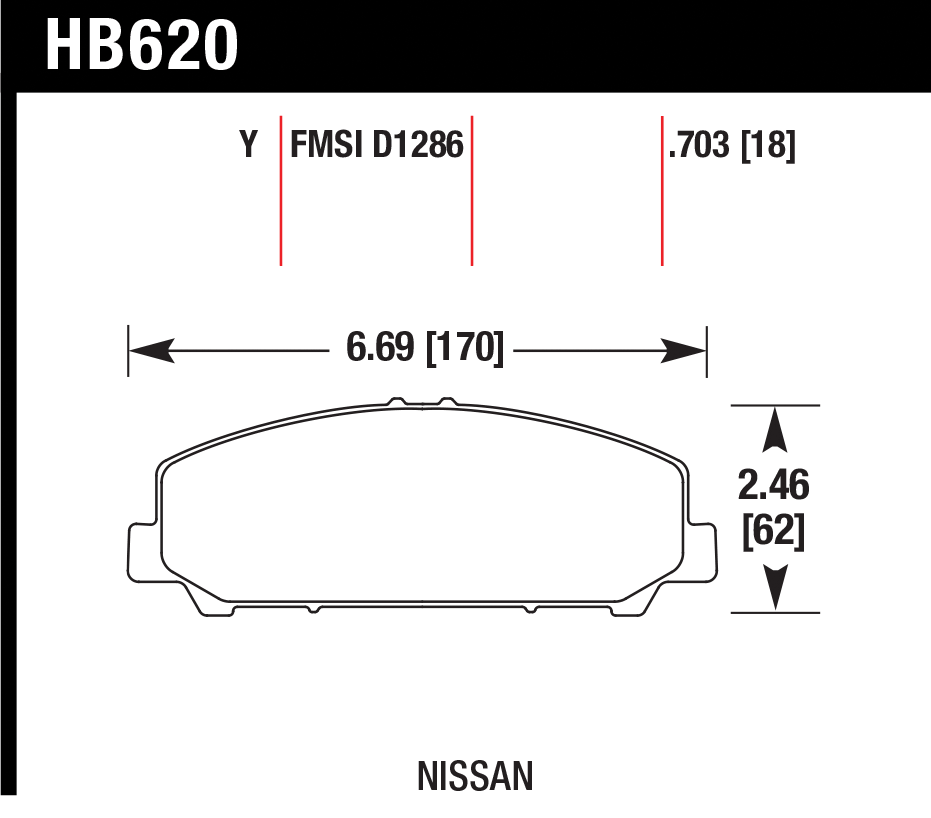 Тормозные колодки HAWK HB620Y.703