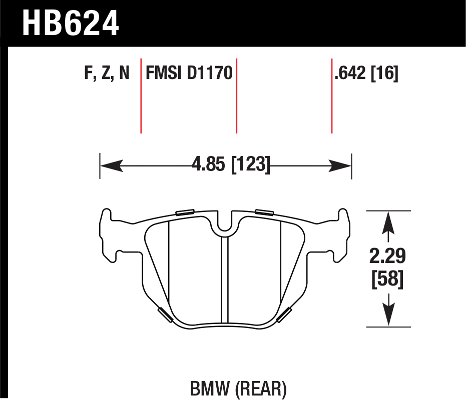 Тормозные колодки HAWK HB624N.642