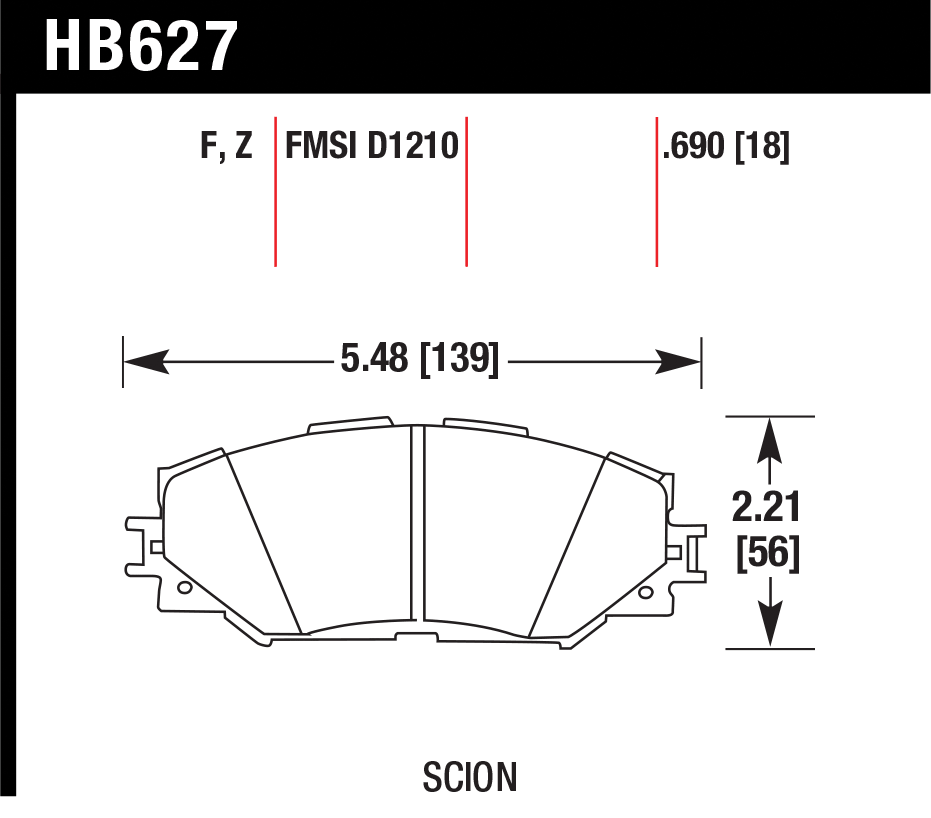 Тормозные колодки HAWK HB627Z.690
