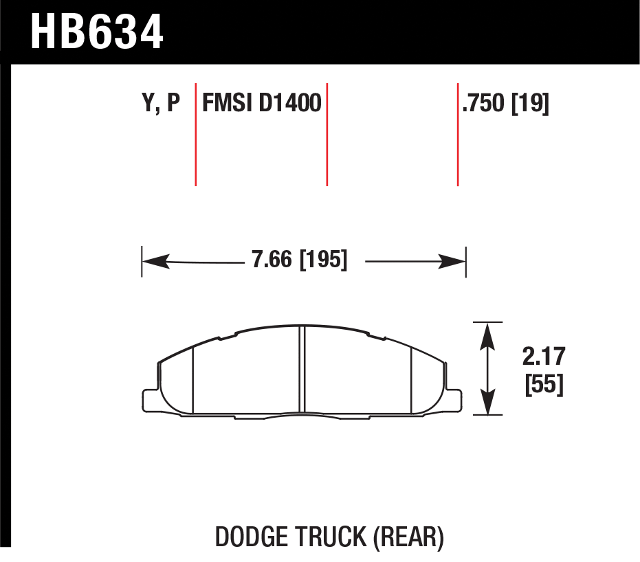 Тормозные колодки HAWK HB634P.750