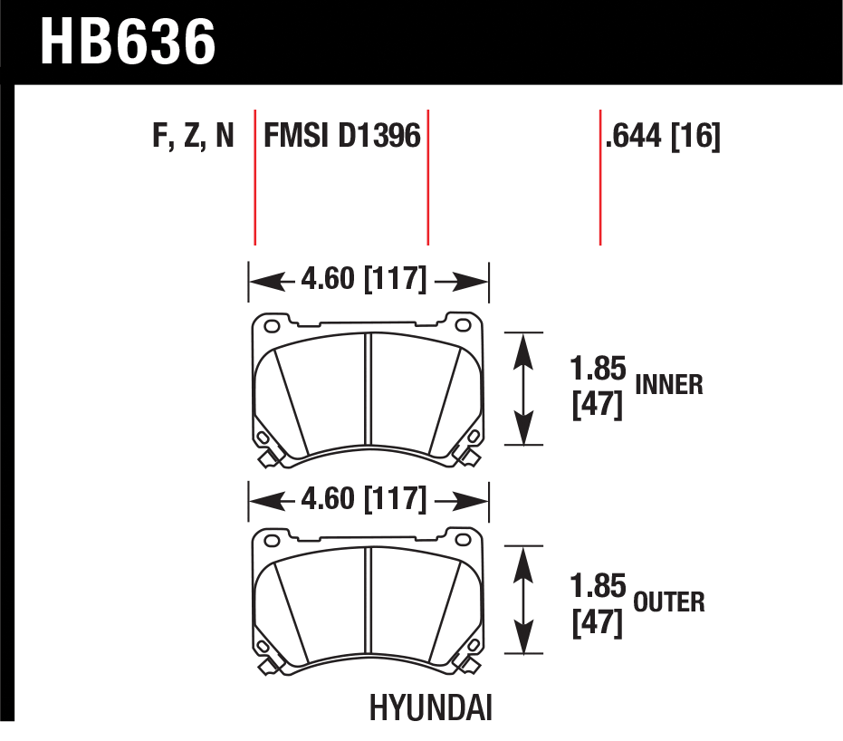 Тормозные колодки HAWK HB636N.644