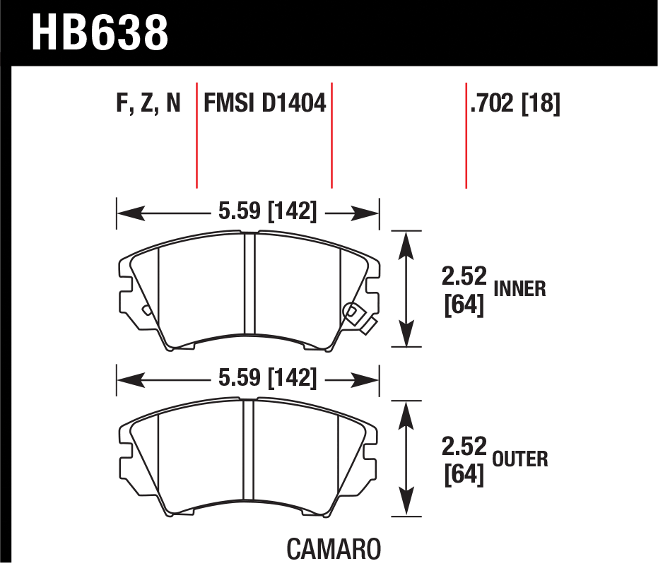 Тормозные колодки HAWK HB638Z.702