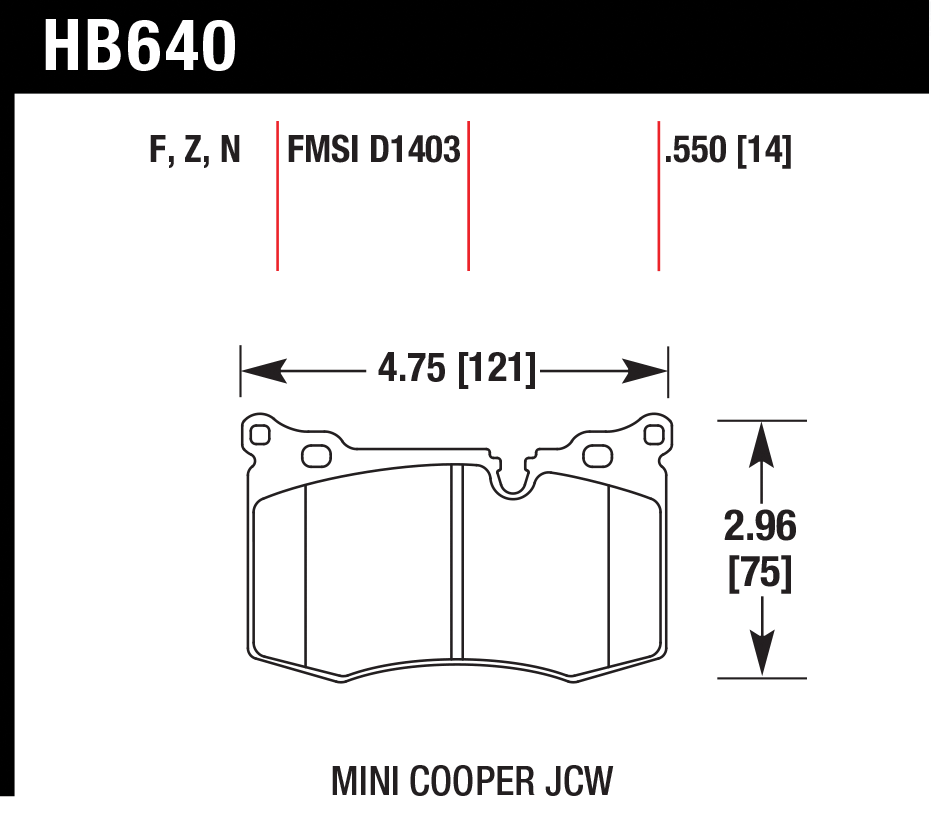 Тормозные колодки HAWK HB640F.550