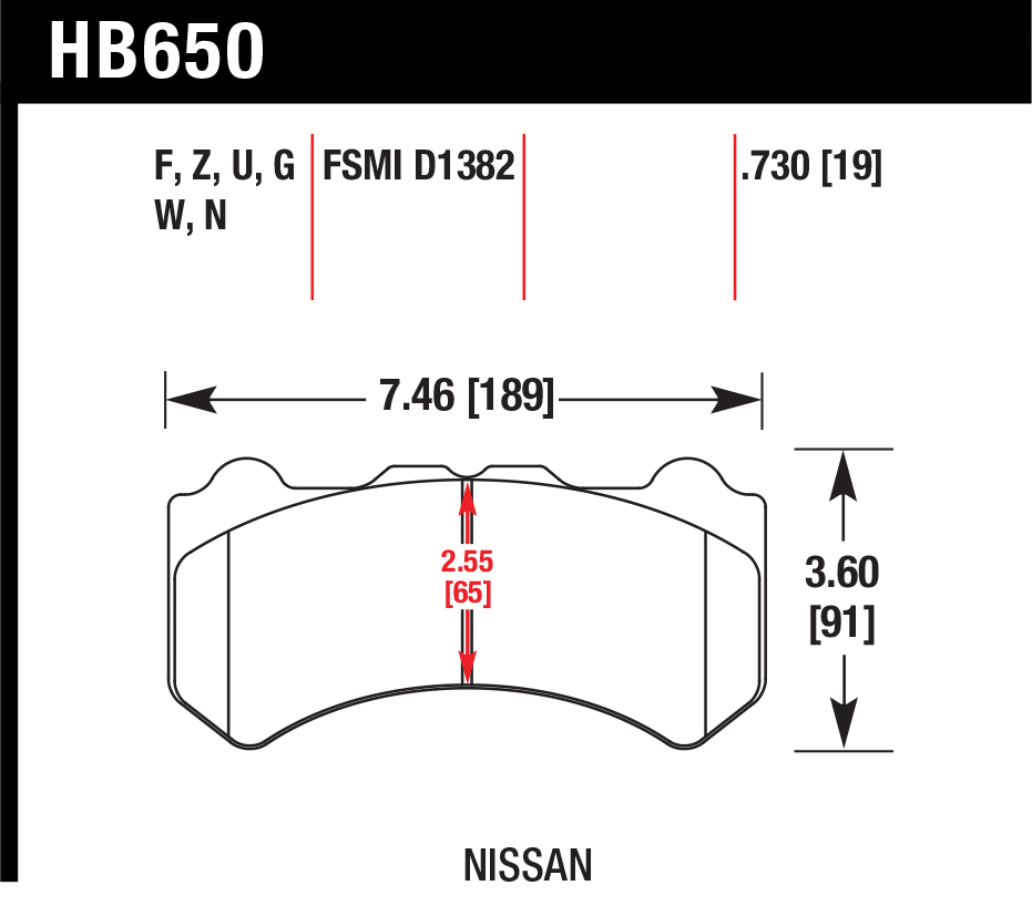 Тормозные колодки HAWK HB650G.730
