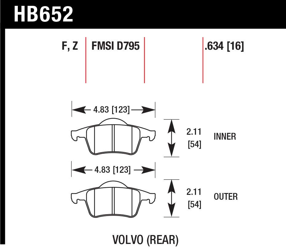 Тормозные колодки HAWK HB652Z.634