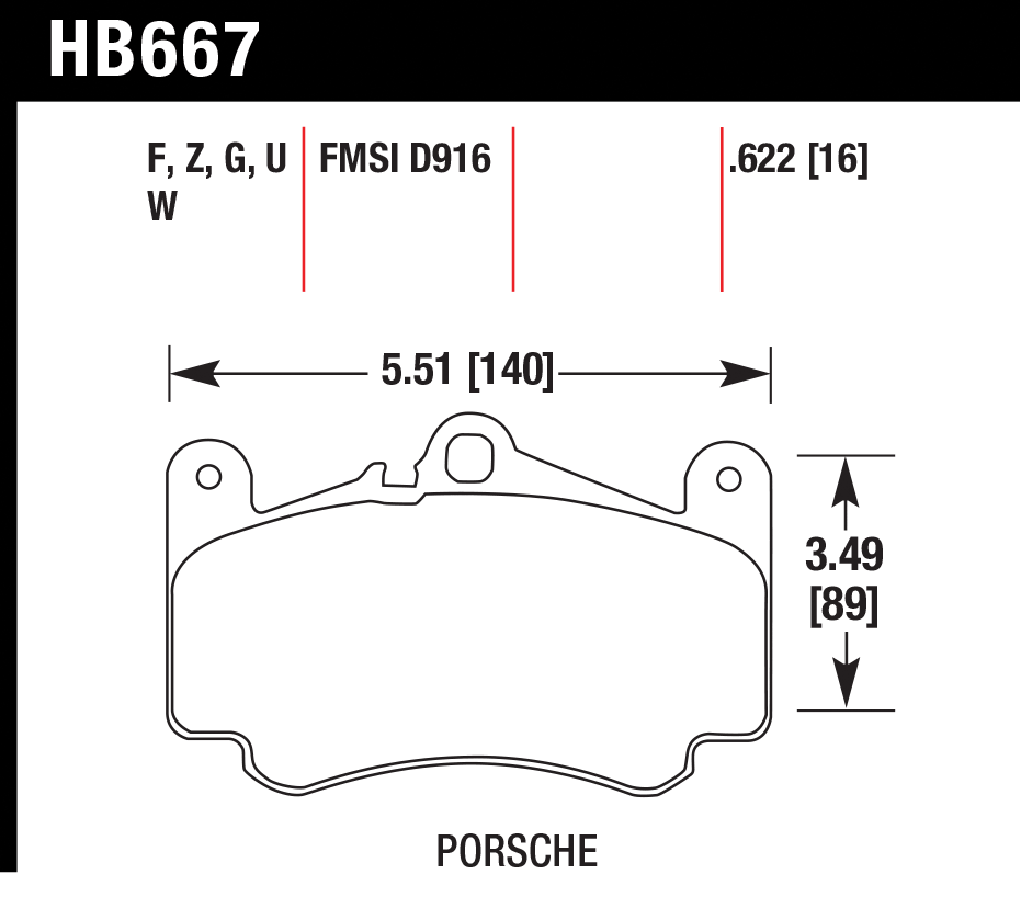 Тормозные колодки HAWK HB667U.622