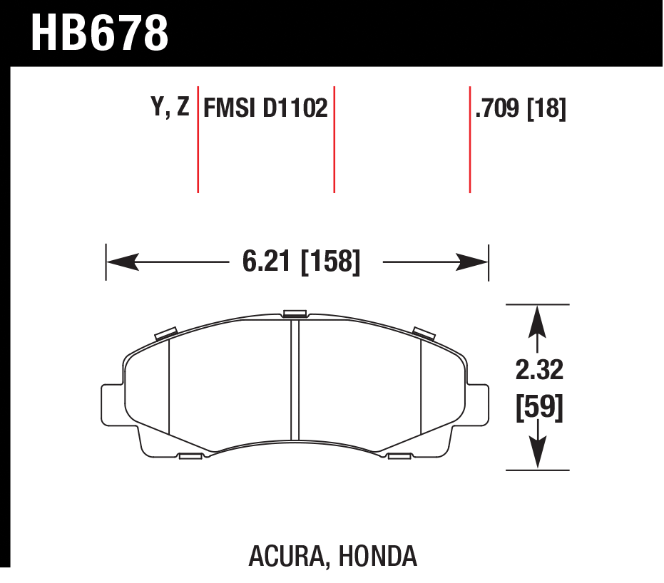 Тормозные колодки HAWK HB678Y.709