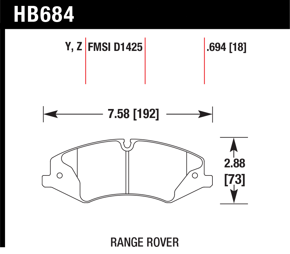 Тормозные колодки HAWK HB684Z.694