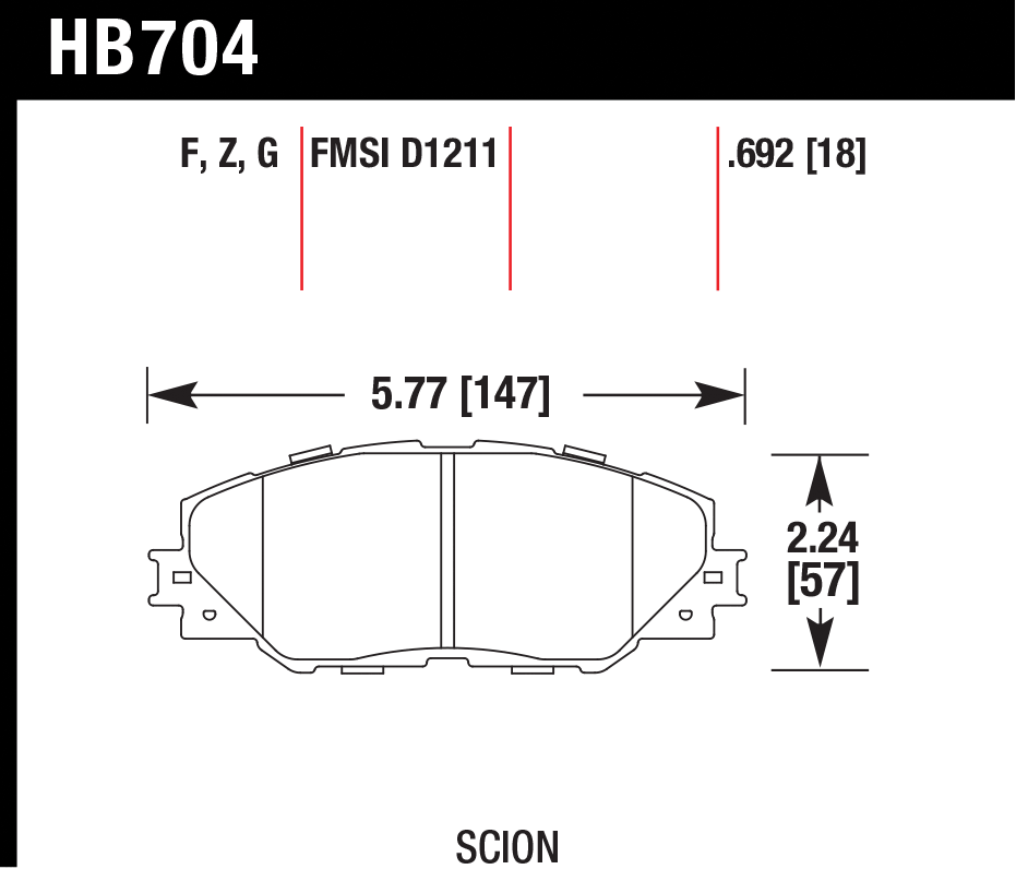 Тормозные колодки HAWK HB704G.692