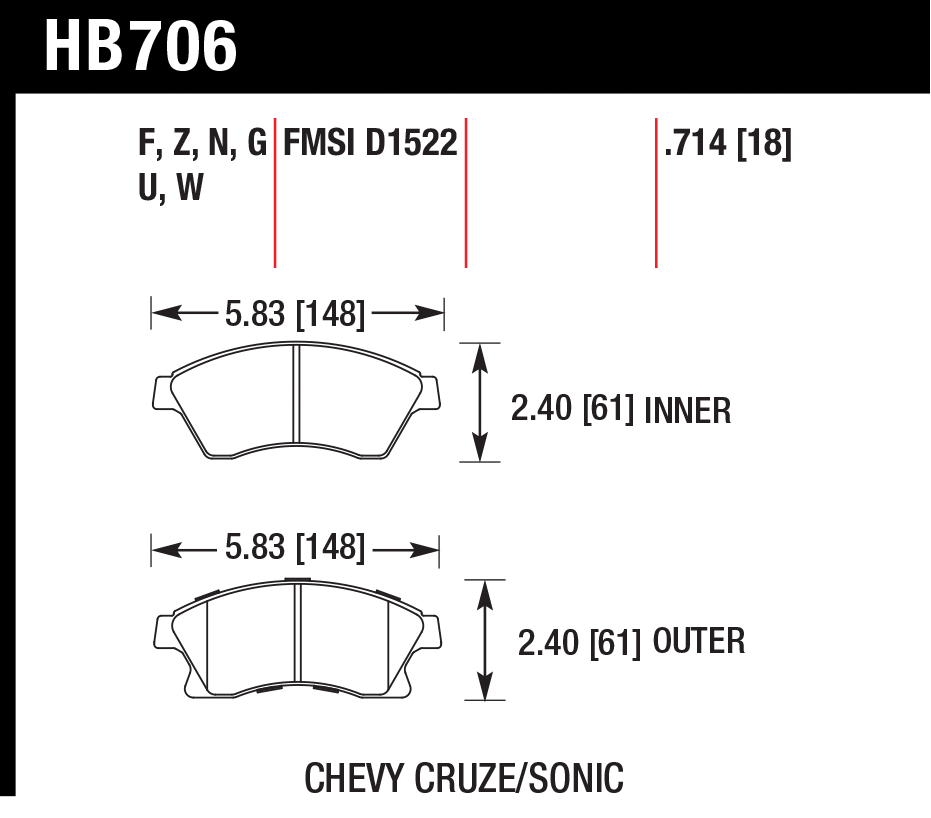 Тормозные колодки HAWK HB706Z.714