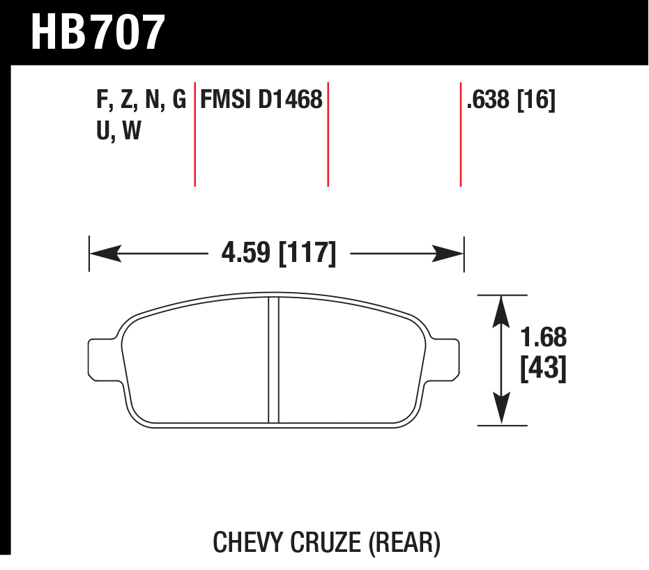 Тормозные колодки HAWK HB707W.638