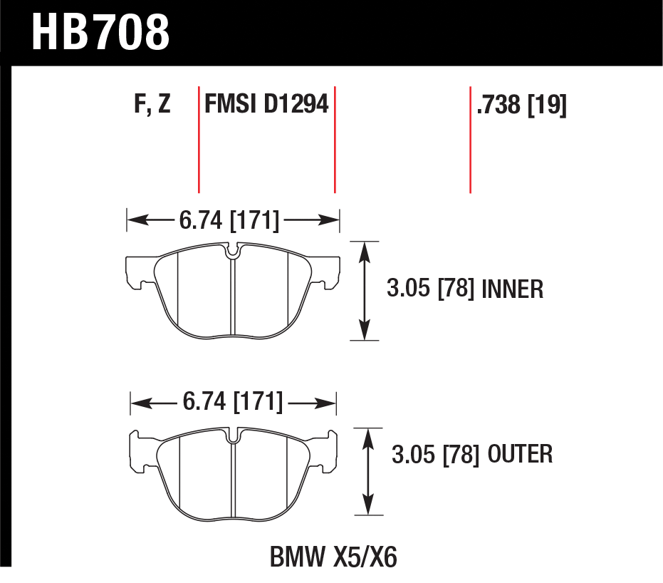 Тормозные колодки HAWK HB708Z.738