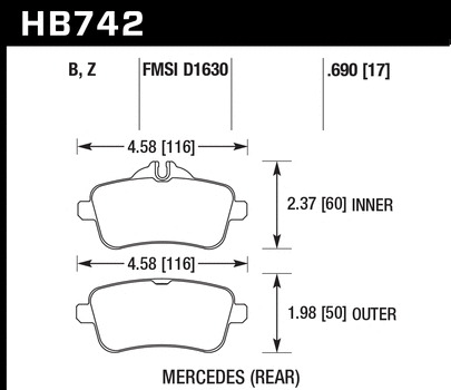 Тормозные колодки HAWK HB742B.690