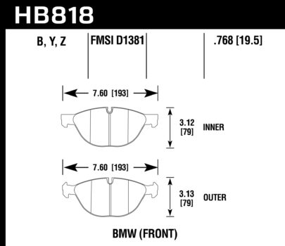 Тормозные колодки HAWK HB818Y.768