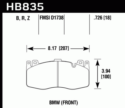 Тормозные колодки HAWK HB835B.726